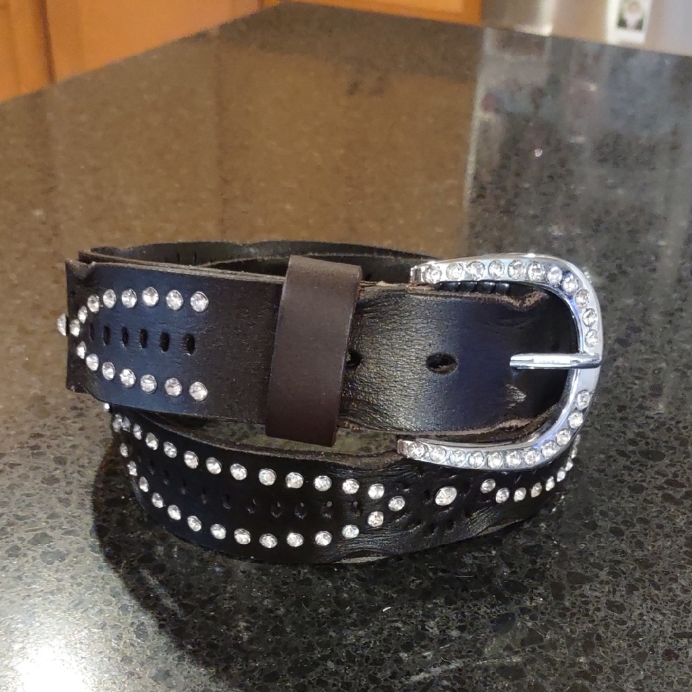 BKE | Genuine Leather Rhinestone Embellished Brown 🤎 Belt